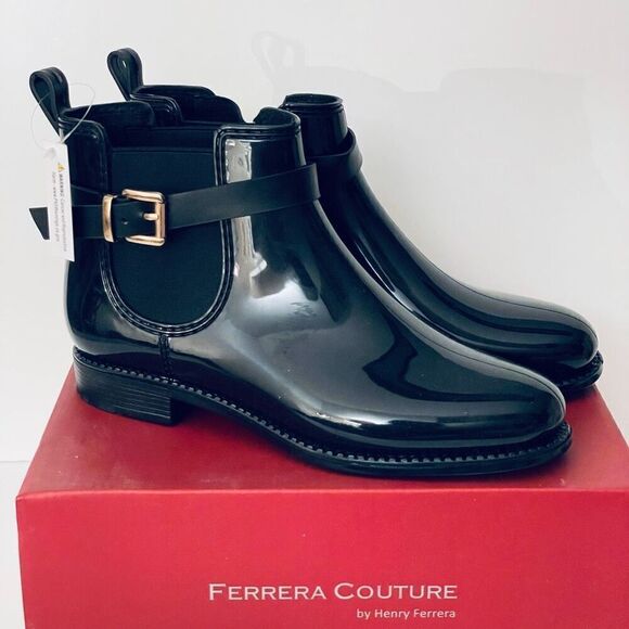 NWT Ferrera Couture 9 by Henry Ferrera Clarity Black Rain Marsala Booties Boots - Picture 1 of 12